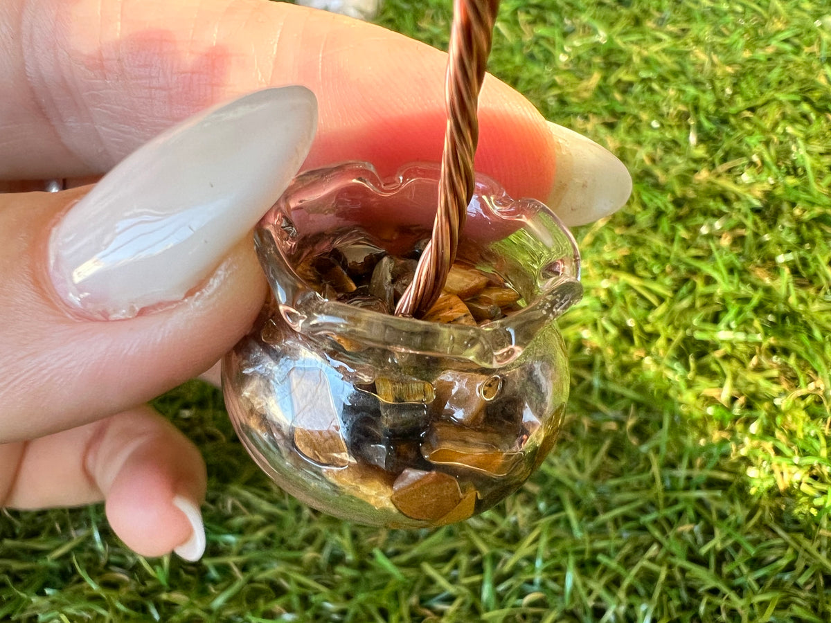 Mini Natural Crystal Tree in Glass Bowl | Rose Quartz, Amethyst & Tiger’s Eye | Handmade Gemstone Décor