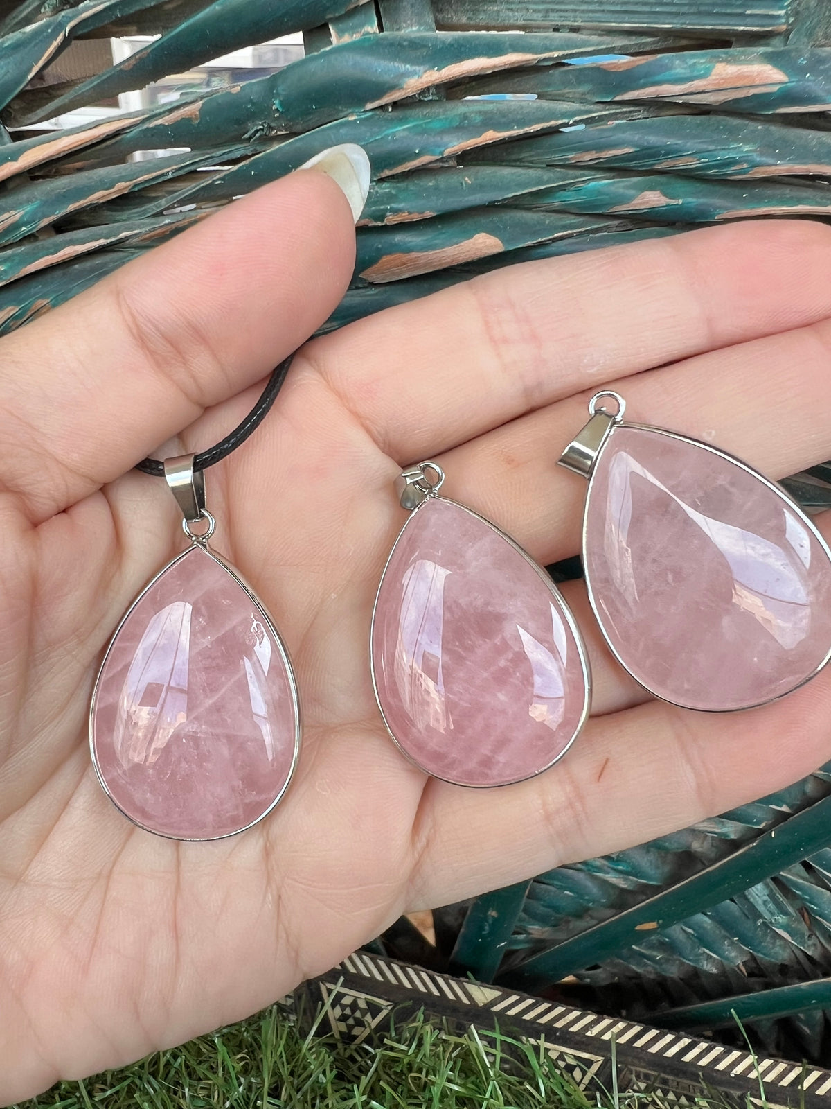 Rhodonite Teardrop Silver Plated Necklace – Compassion, Emotional Healing & Balance