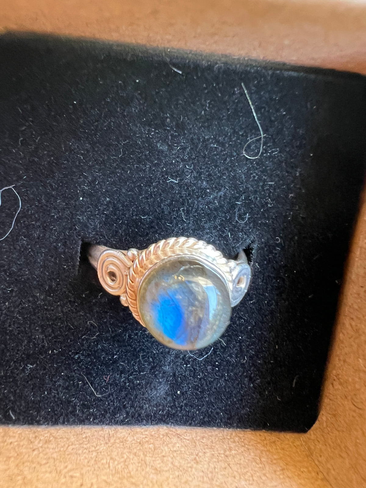 Genuine Labradorite Ring in 925 Italian Sterling Silver