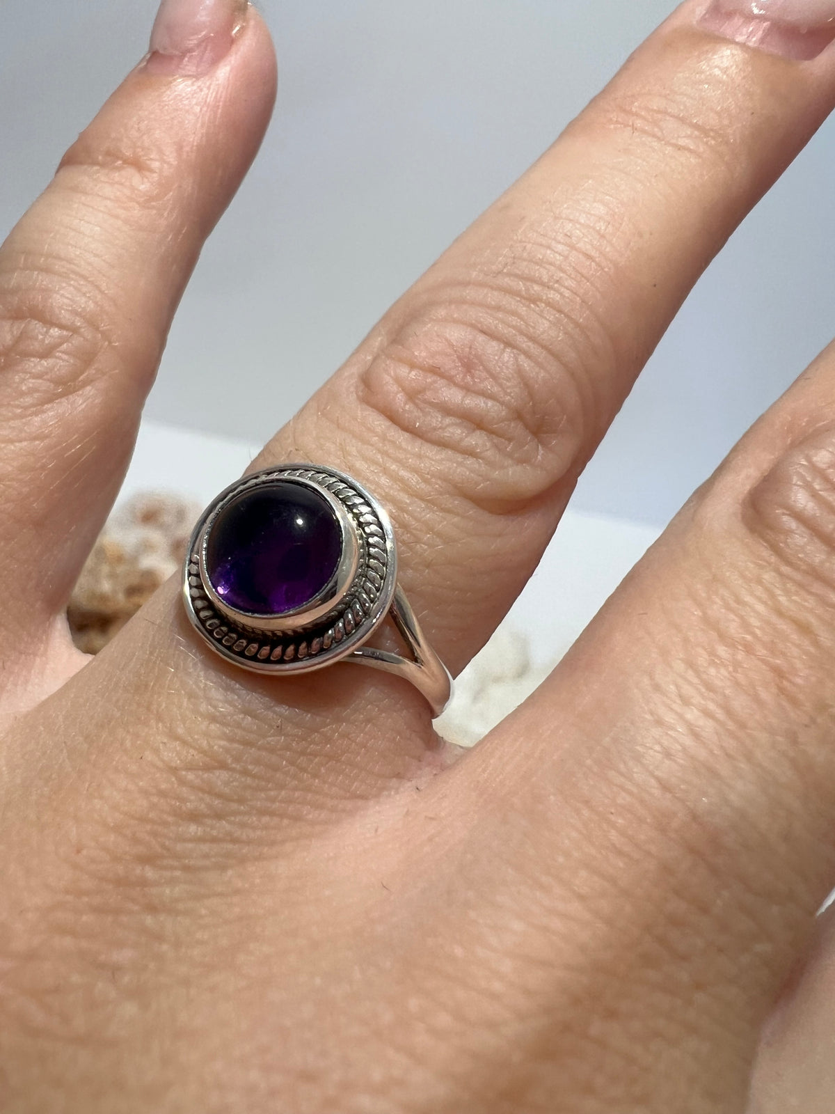 Genuine Natural Amethyst Ring in 925 Italian Sterling Silver