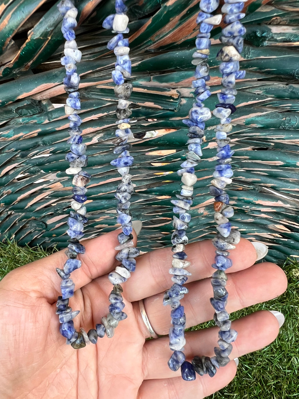 Natural Sodalite Chip Necklace | Genuine Irregular Gemstone Chips | Communication, Intuition & Mental Clarity