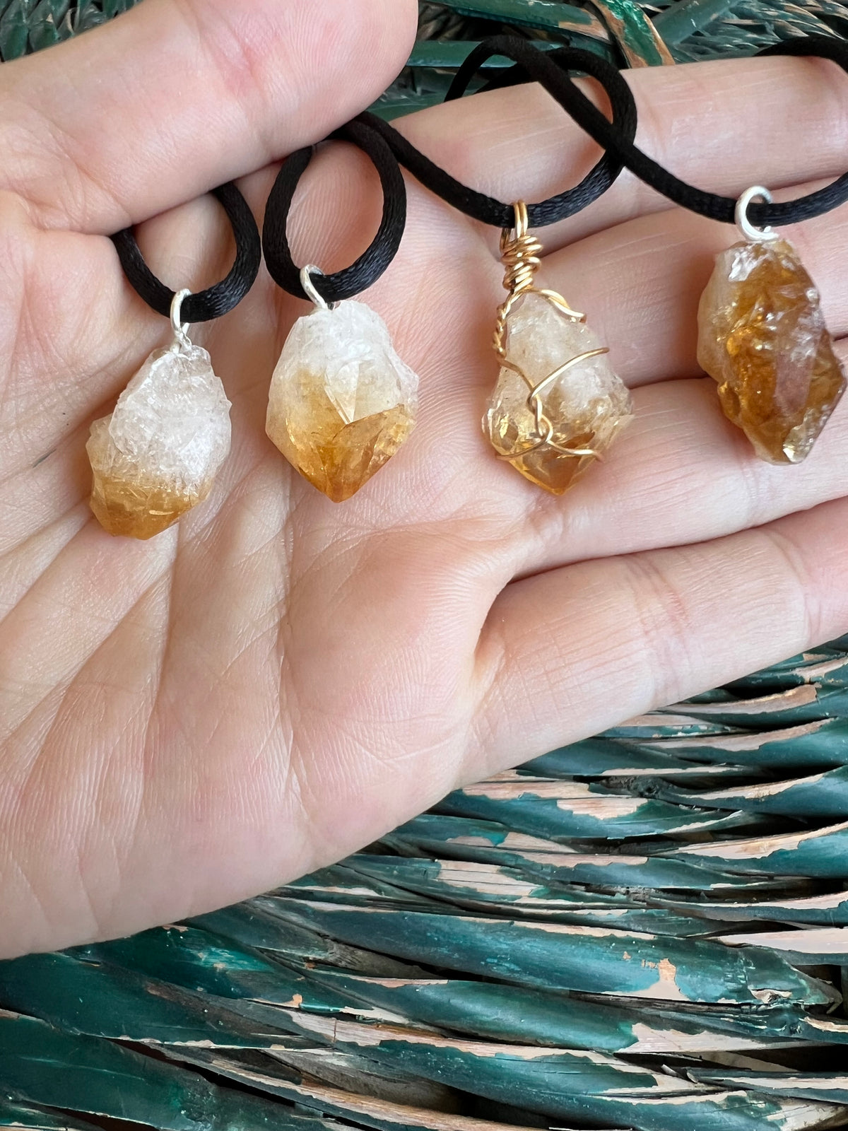 Natural Raw Citrine Necklace – Adjustable Cord