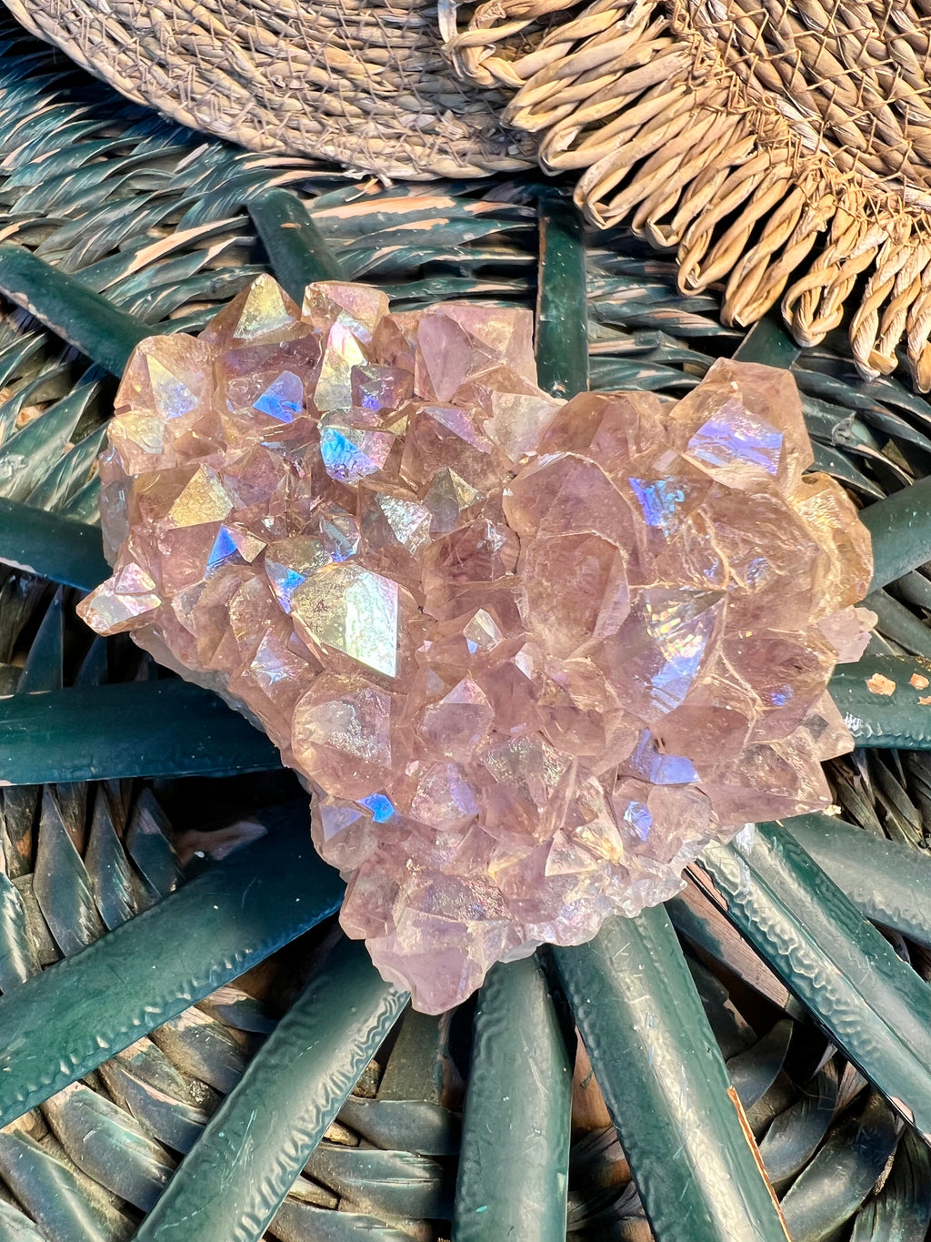 Natural Angel Aura Quartz Cluster – Statement Piece