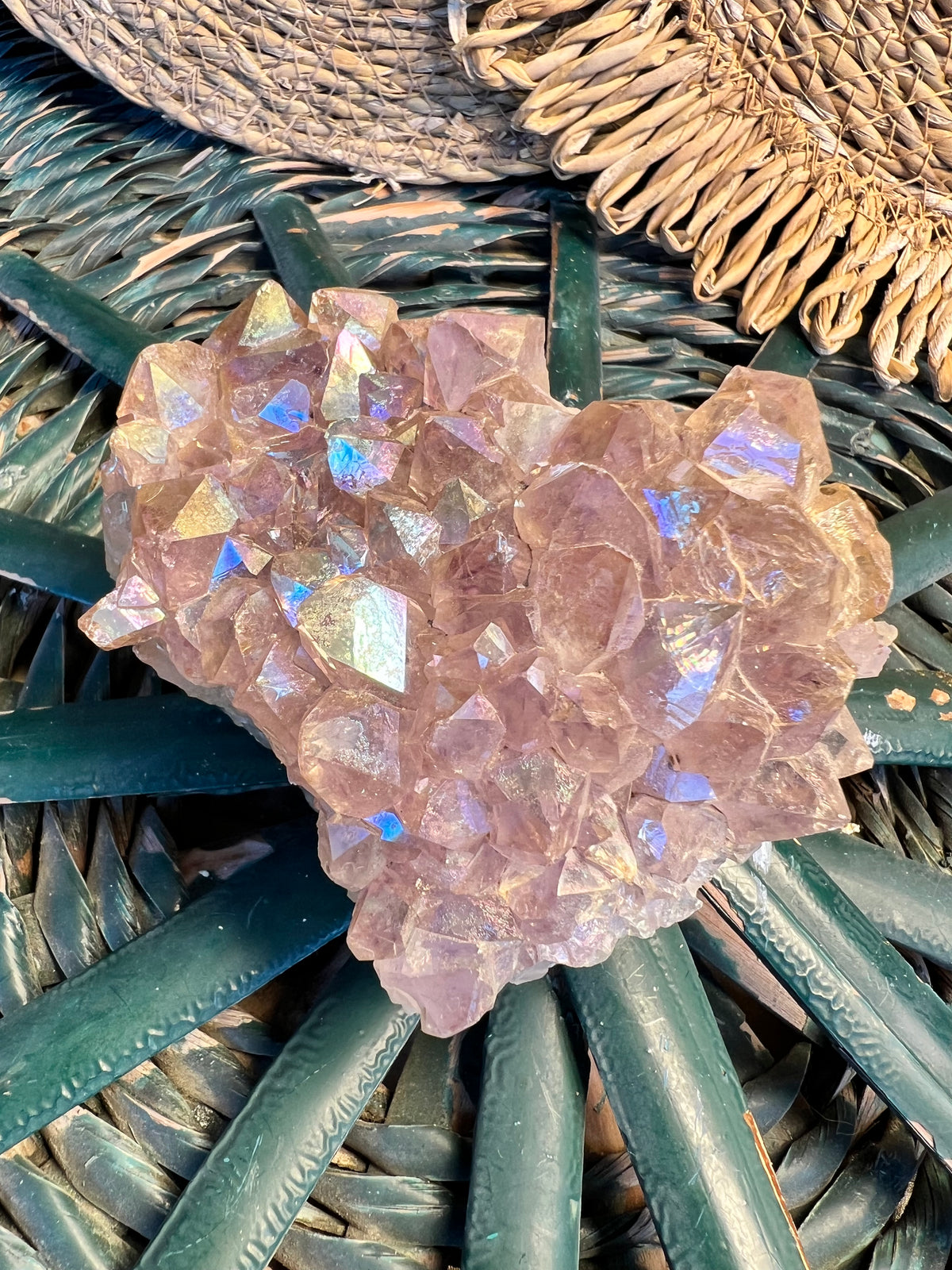 Natural Angel Aura Quartz Cluster – Statement Piece