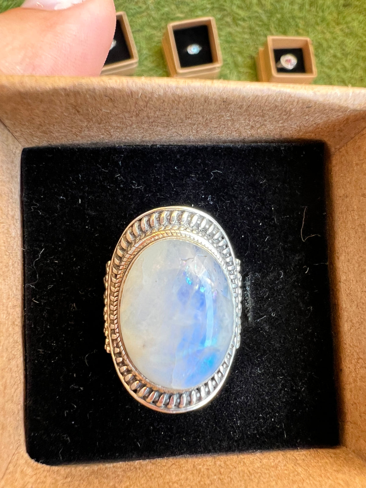 Natural Rainbow Moonstone Intuition Ring in 925 Italian Sterling Silver