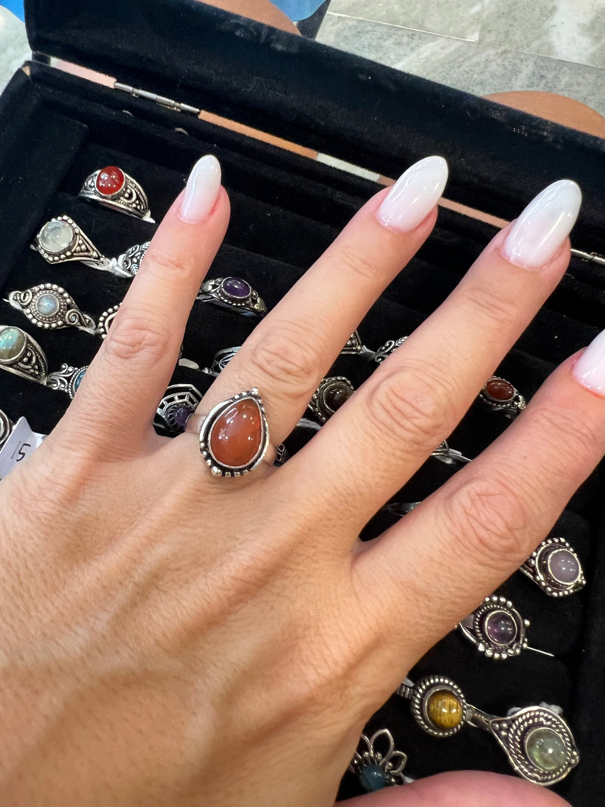 Natural Silver-Plated Crystal Rings Collection “Delicate A”