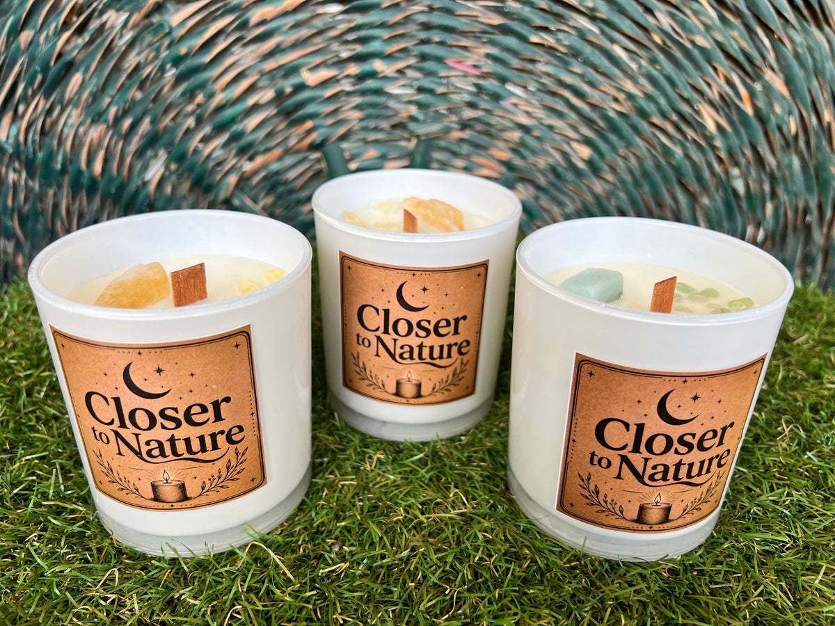 Handmade Natural Soy Crystal Candle with Wooden Wick | Genuine Crystal Scented Candle