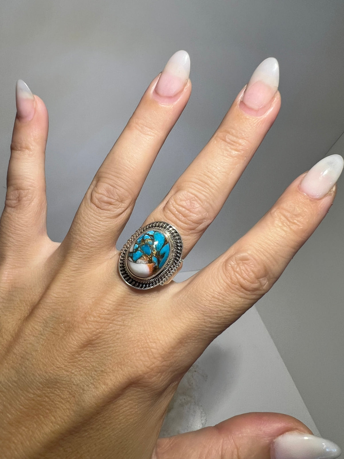 Nishapur Turquoise Protection Ring in 925 Italian Sterling Silver
