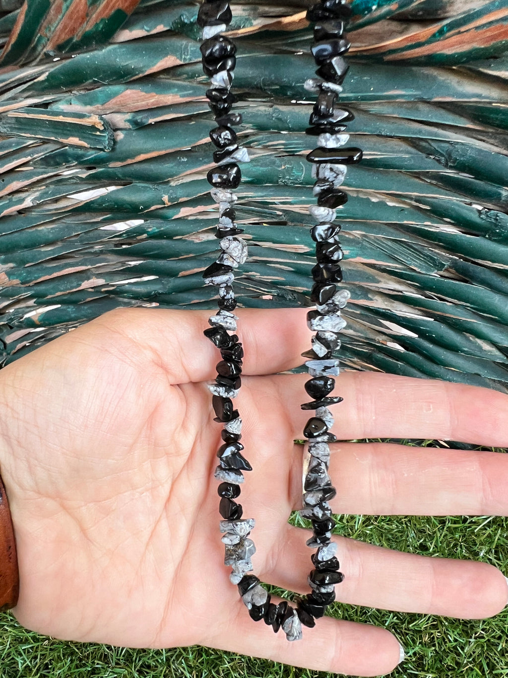Natural Snowflake Obsidian Chip Necklace | Genuine Irregular Gemstone Chips | Protection, Balance & Grounding