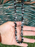 Natural Snowflake Obsidian Chip Necklace | Genuine Irregular Gemstone Chips | Protection, Balance & Grounding