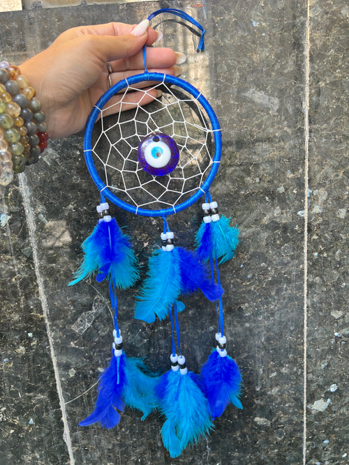 Evil Eye Dream Catcher – Protection, Good Luck & Peace | Blue Feather Design