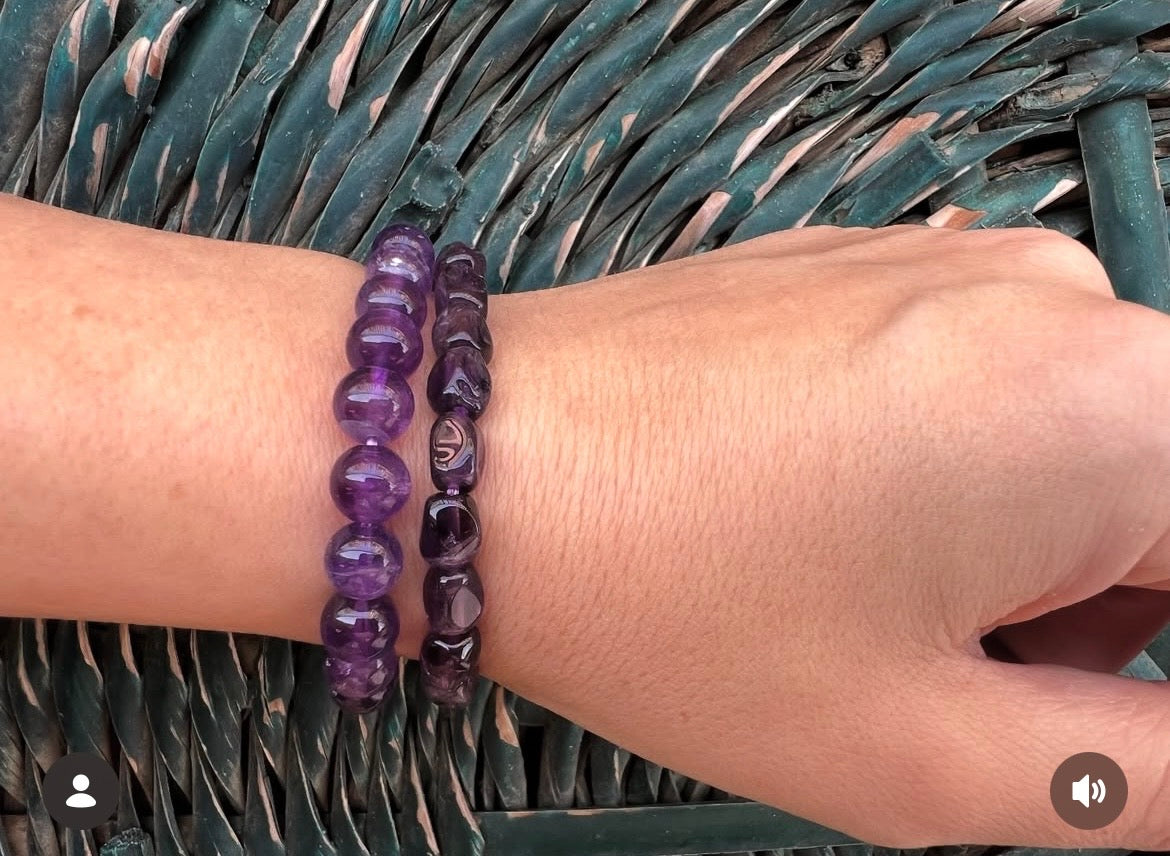 Natural Amethyst Peace, Protection & Intuition Bracelet – Genuine Elastic Bracelet