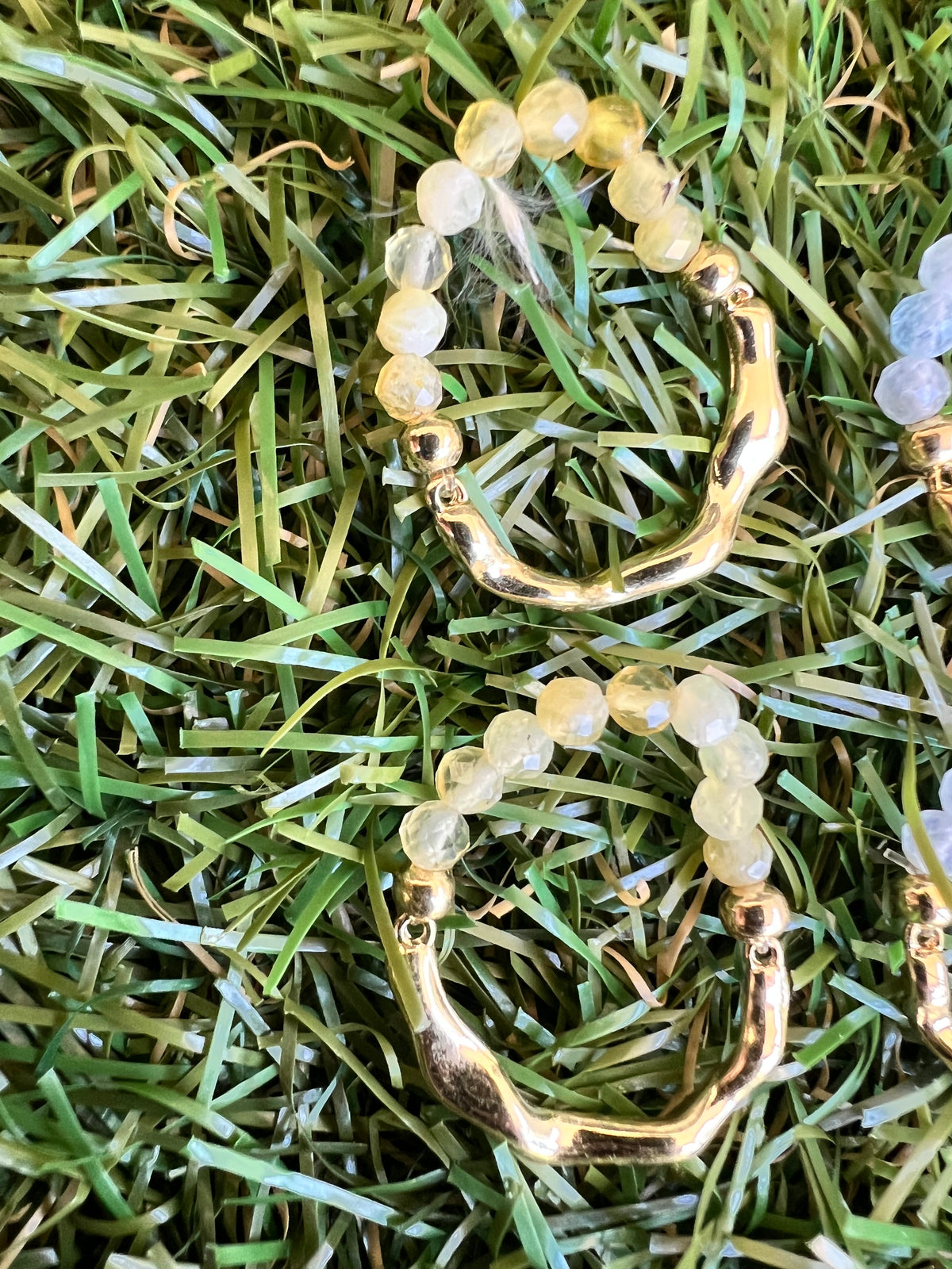 Natural Gemstone & Brass Elastic Ring – Faceted 3 mm Crystal Beads