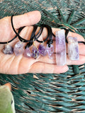 Natural Amethyst Necklace – Raw or Polished Rectangle (Adjustable Cord)
