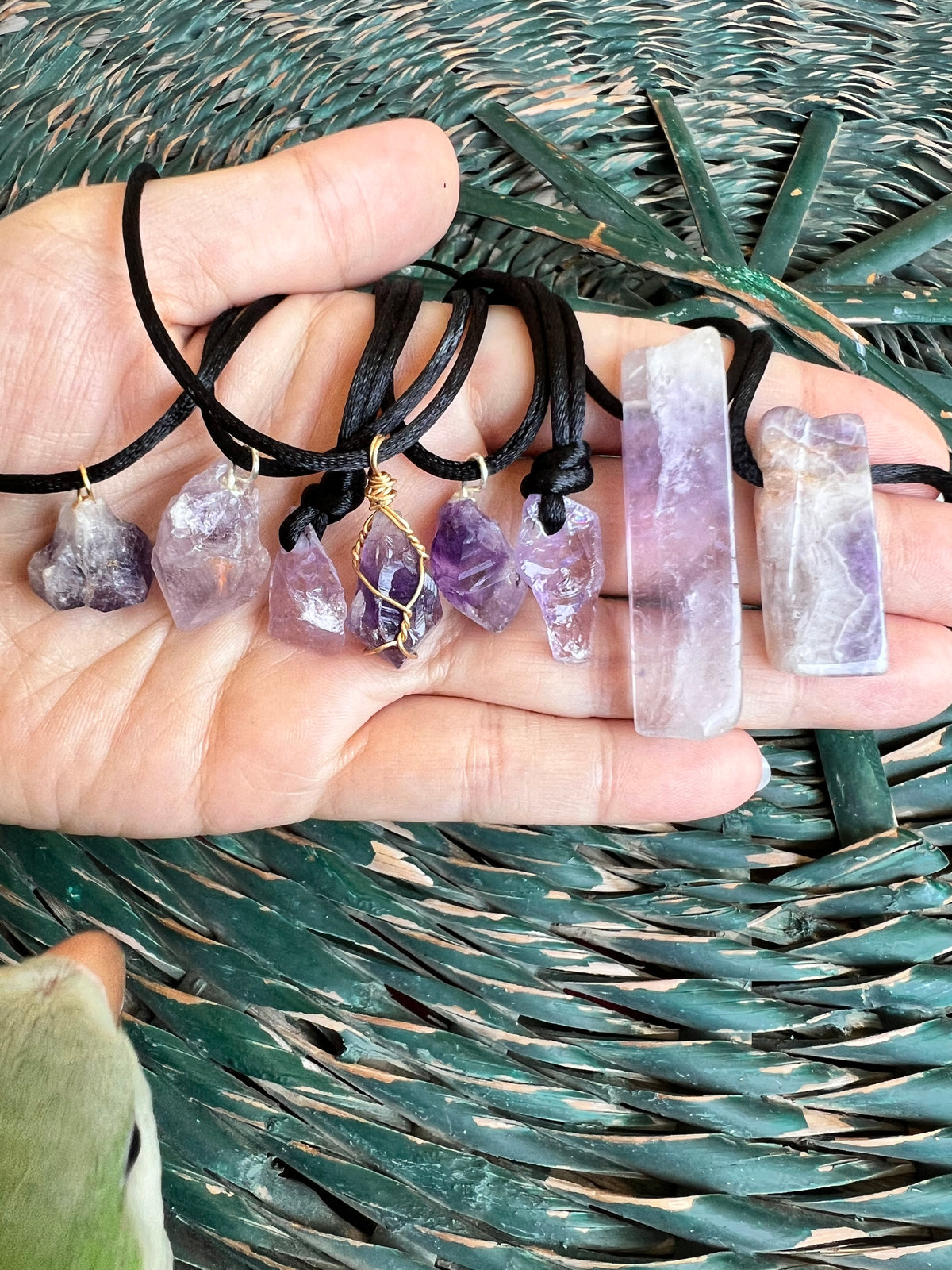 Natural Amethyst Necklace – Raw or Polished Rectangle (Adjustable Cord)