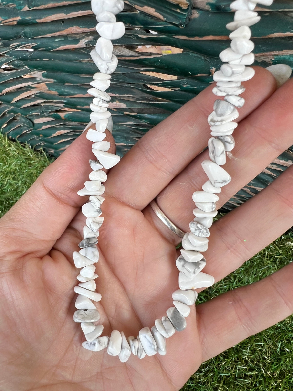 Natural Howlite Chip Necklace | Genuine Irregular Gemstone Chips | Calm, Patience & Emotional Balance