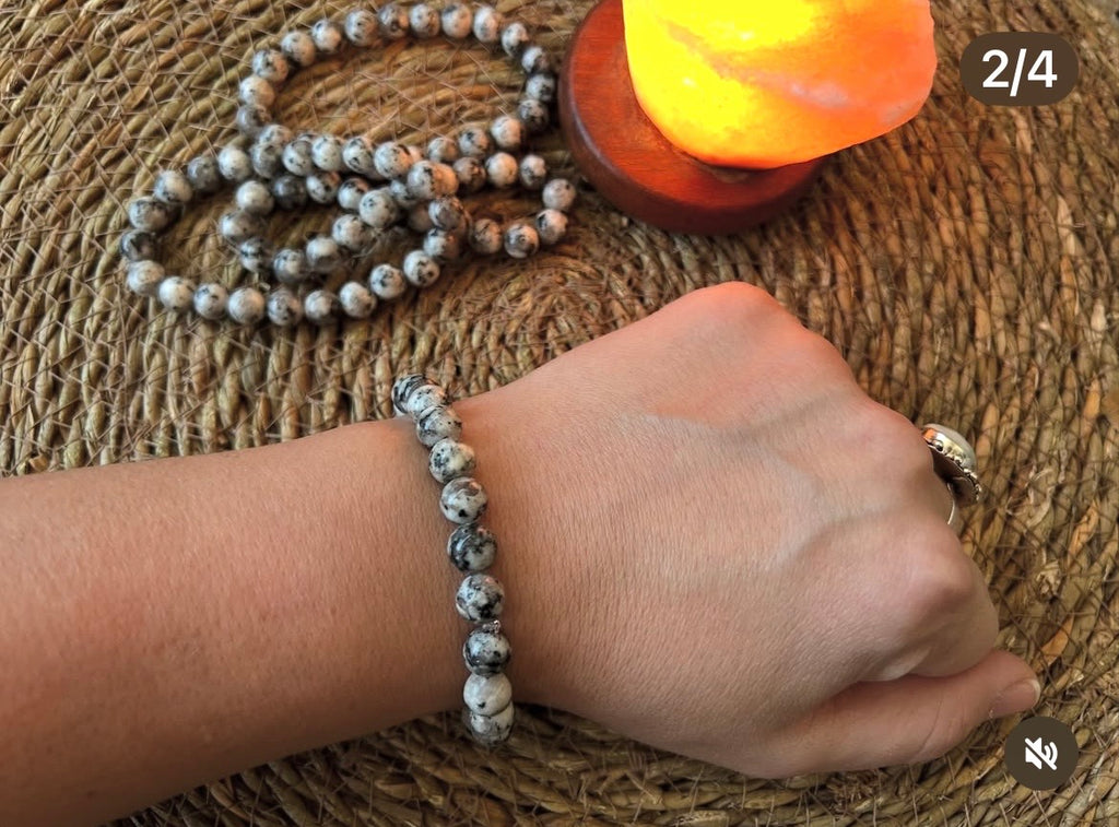 Natural Tourmalinated Moonstone Intuition & Protection Bracelet – 8mm Genuine Elastic Beaded Bracelet