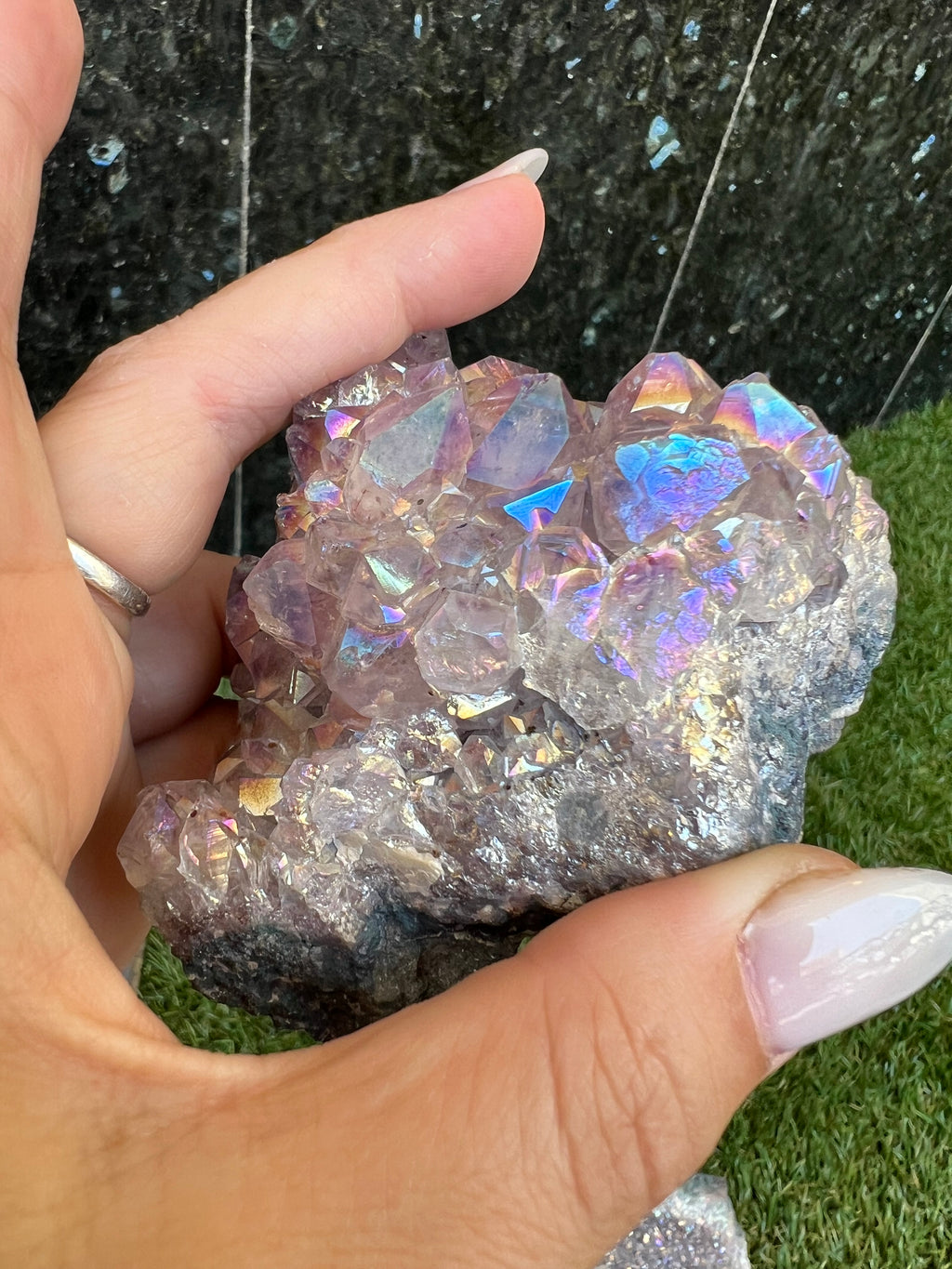 Natural Angel Aura Amethyst Cluster – 232 g