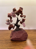 Natural Red Jasper Crystal Tree on Raw Red Jasper Base