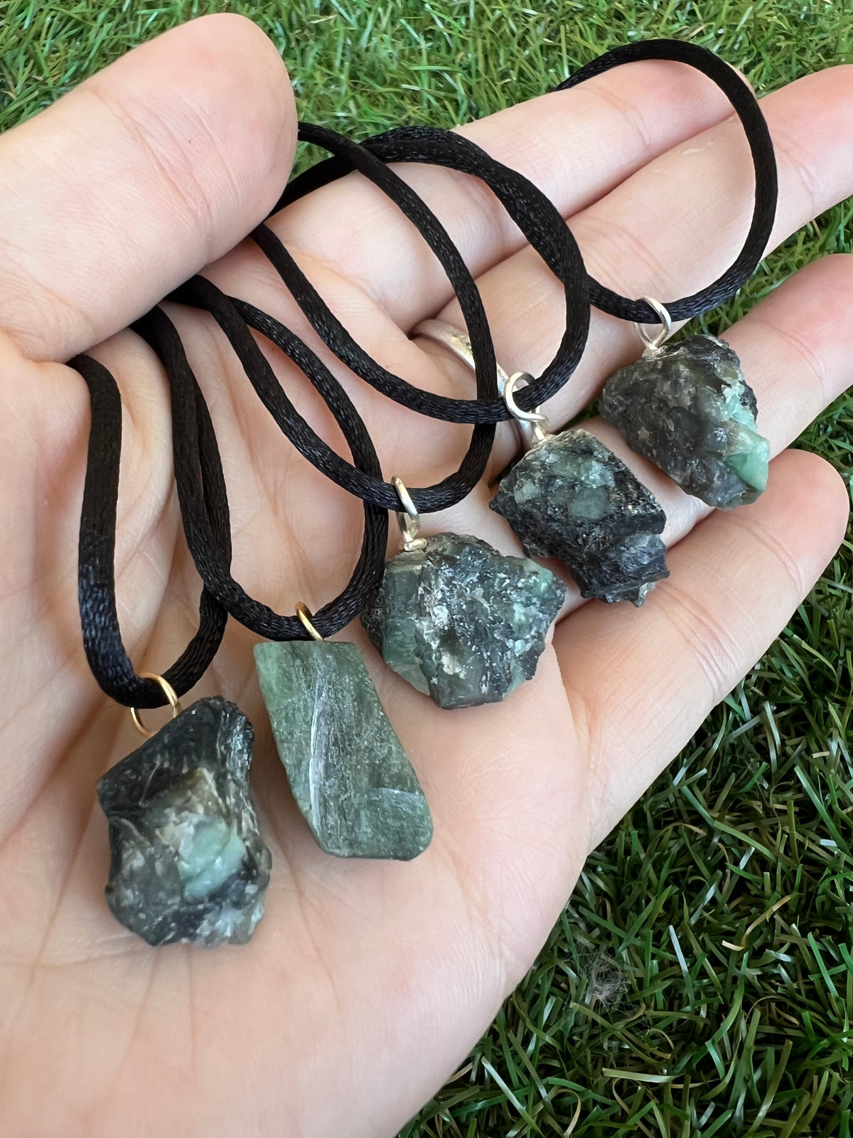 Natural Raw Emerald Necklace – Genuine Rough Emerald Crystal Pendant