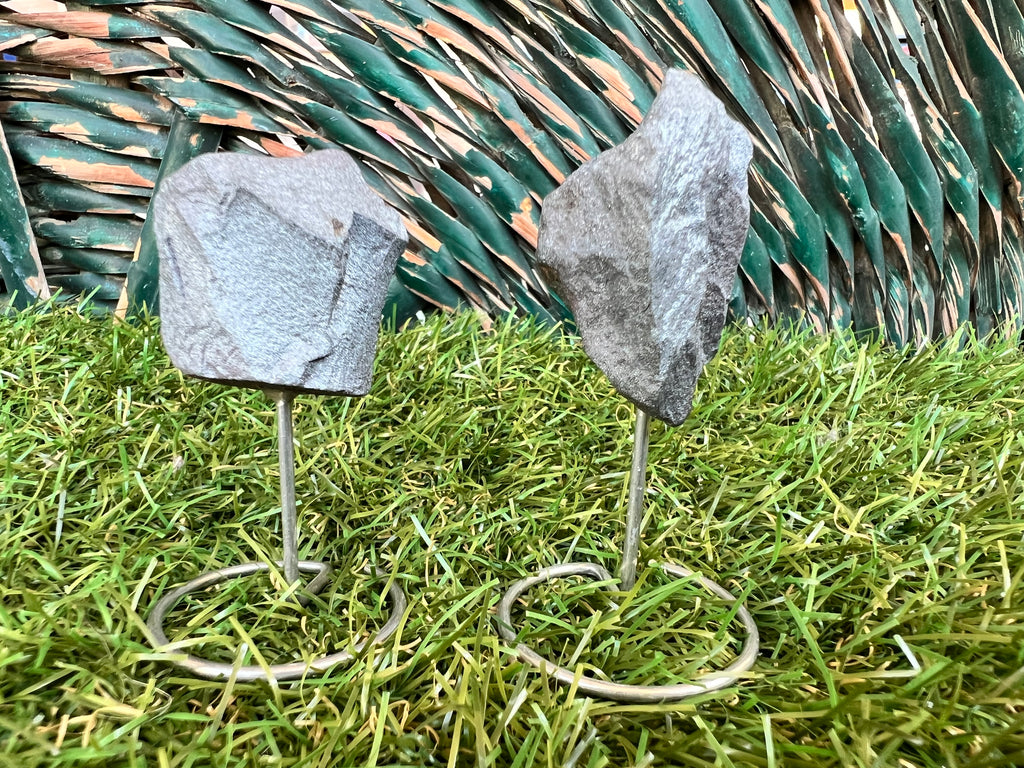 Natural Raw Hematite on Metal Stand | Crystal Display | Approx. 8 cm | Grounding, Protection & Strength