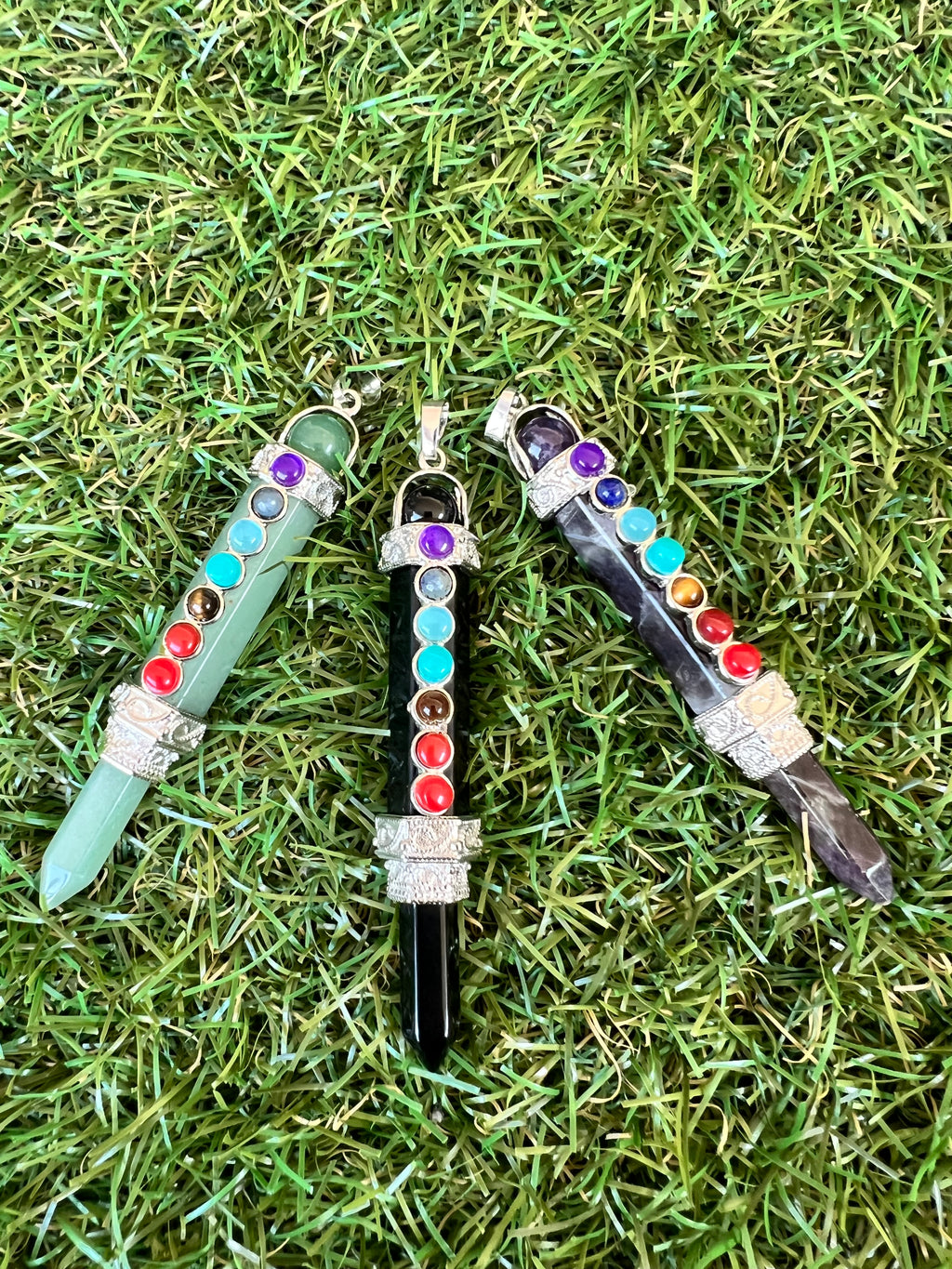 Natural 7 Chakra Gemstone Pendant Necklace – 8 cm