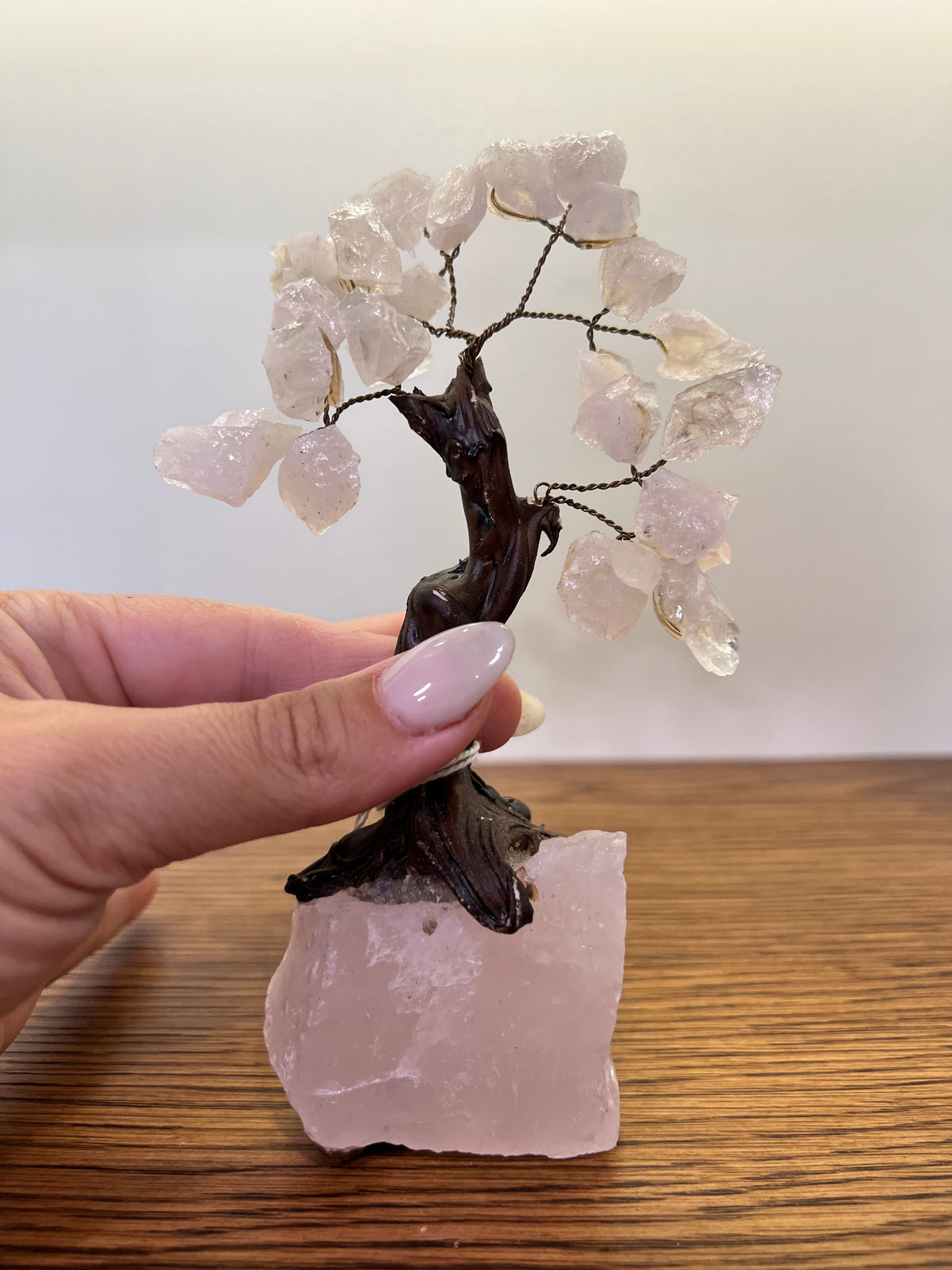 Natural Rose Quartz Crystal Tree on Rose Quartz Base
