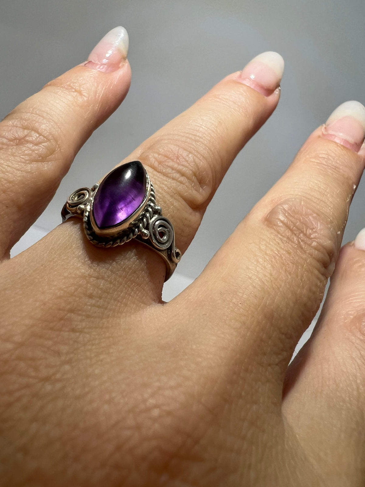 Genuine Natural Amethyst Ring in 925 Italian Sterling Silver