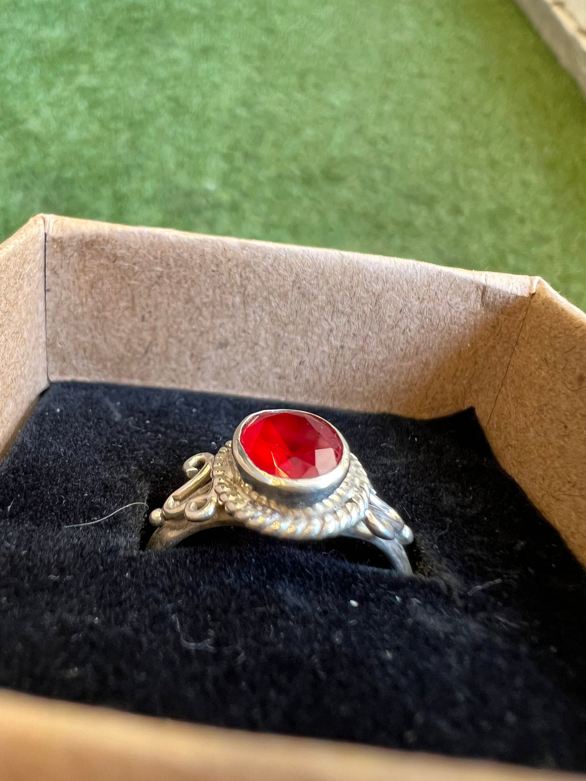 Genuine Red Quartz Ring in 925 Italian Sterling Silver