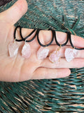 Natural Raw Rose Quartz Necklace – Adjustable Cord