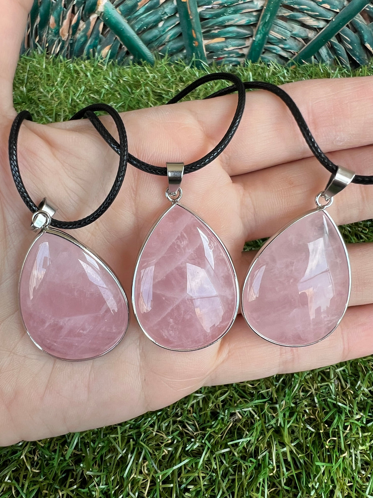 Rose Quartz Silver-Plated Teardrop Necklace – Love, Compassion & Emotional Healing