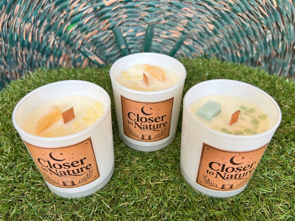 Handmade Natural Soy Crystal Candle with Wooden Wick | Genuine Crystal Scented Candle