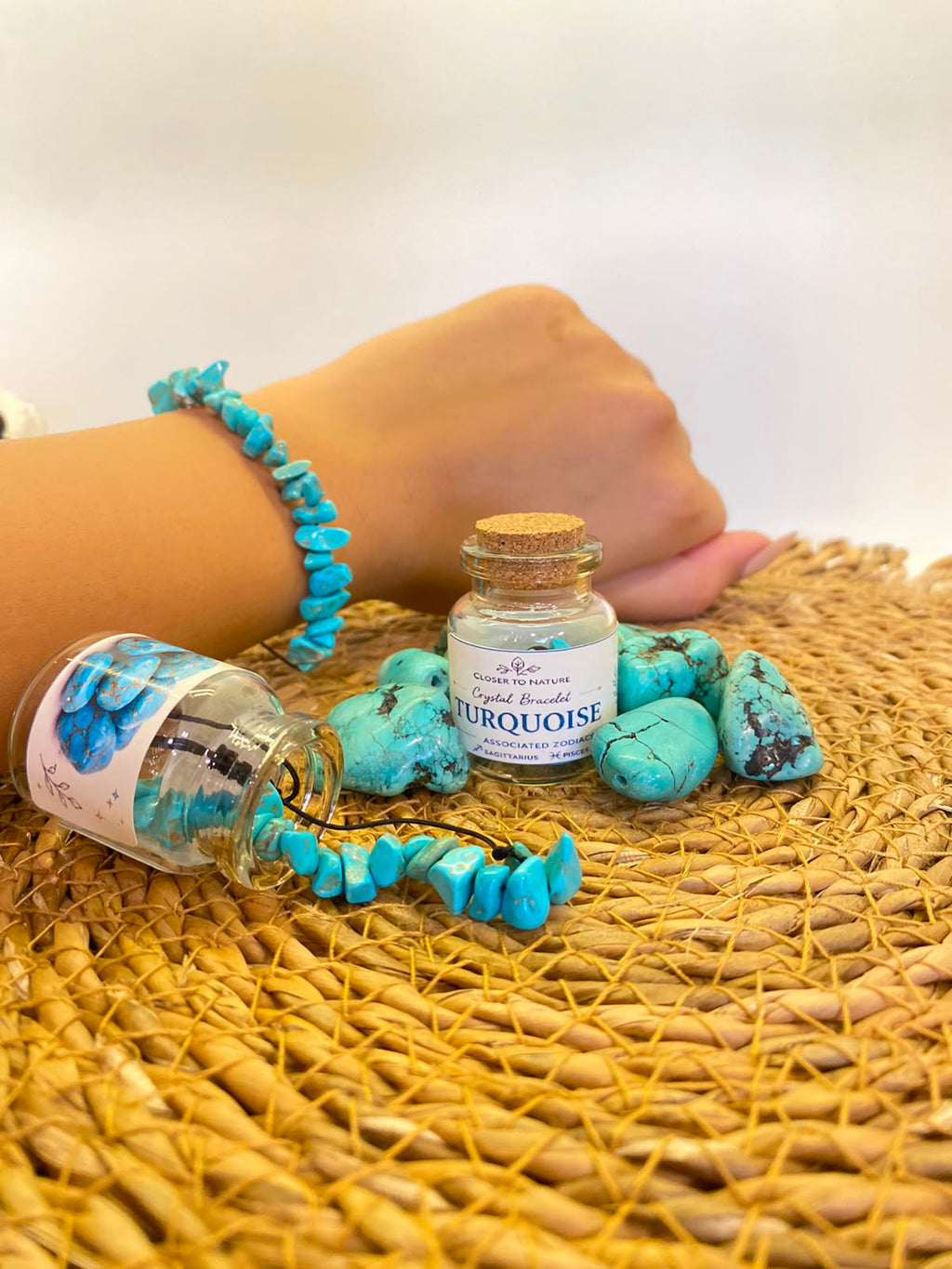 Stabilized Natural Turquoise Zodiac Bracelet | Sagittarius • Pisces • Aquarius