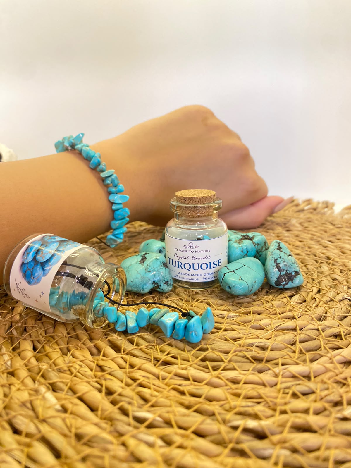 Stabilized Natural Turquoise Zodiac Bracelet | Sagittarius • Pisces • Aquarius