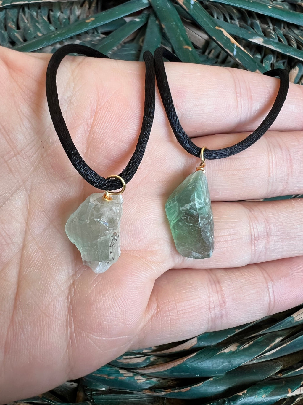 Natural Raw Fluorite Necklace – Adjustable Cord
