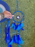Evil Eye Dream Catcher – Protection, Good Luck & Peace | Blue Feather Design