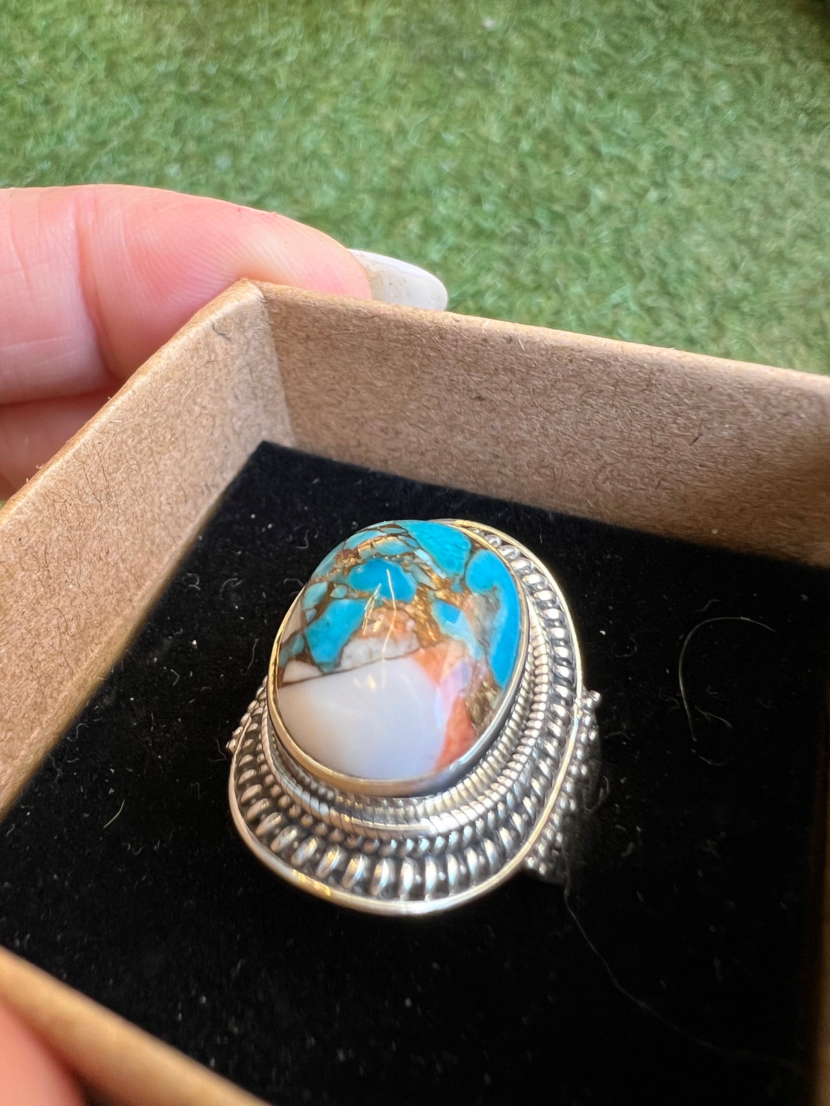 Nishapur Turquoise Protection Ring in 925 Italian Sterling Silver