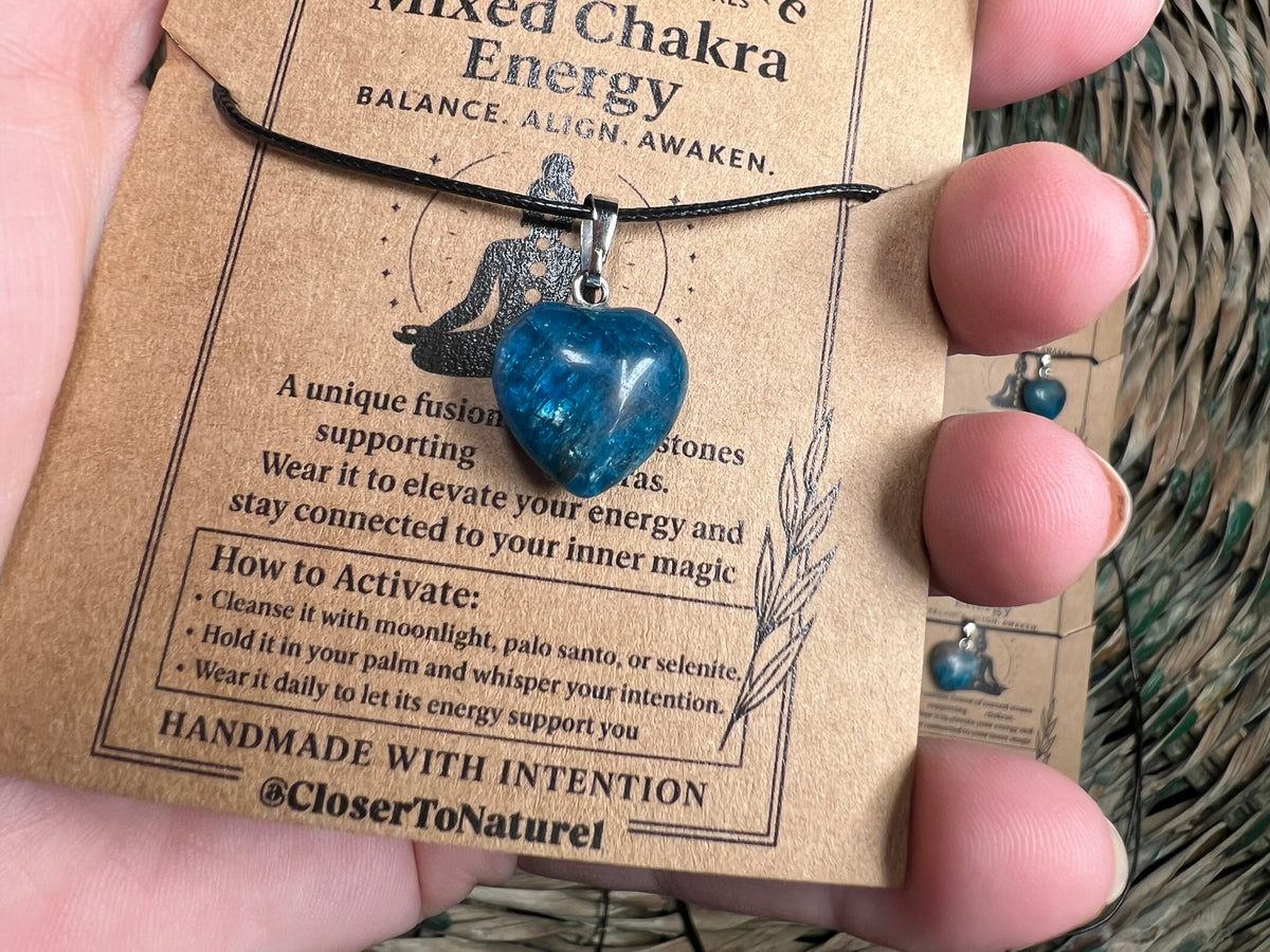 Natural Blue Apatite Heart Necklace