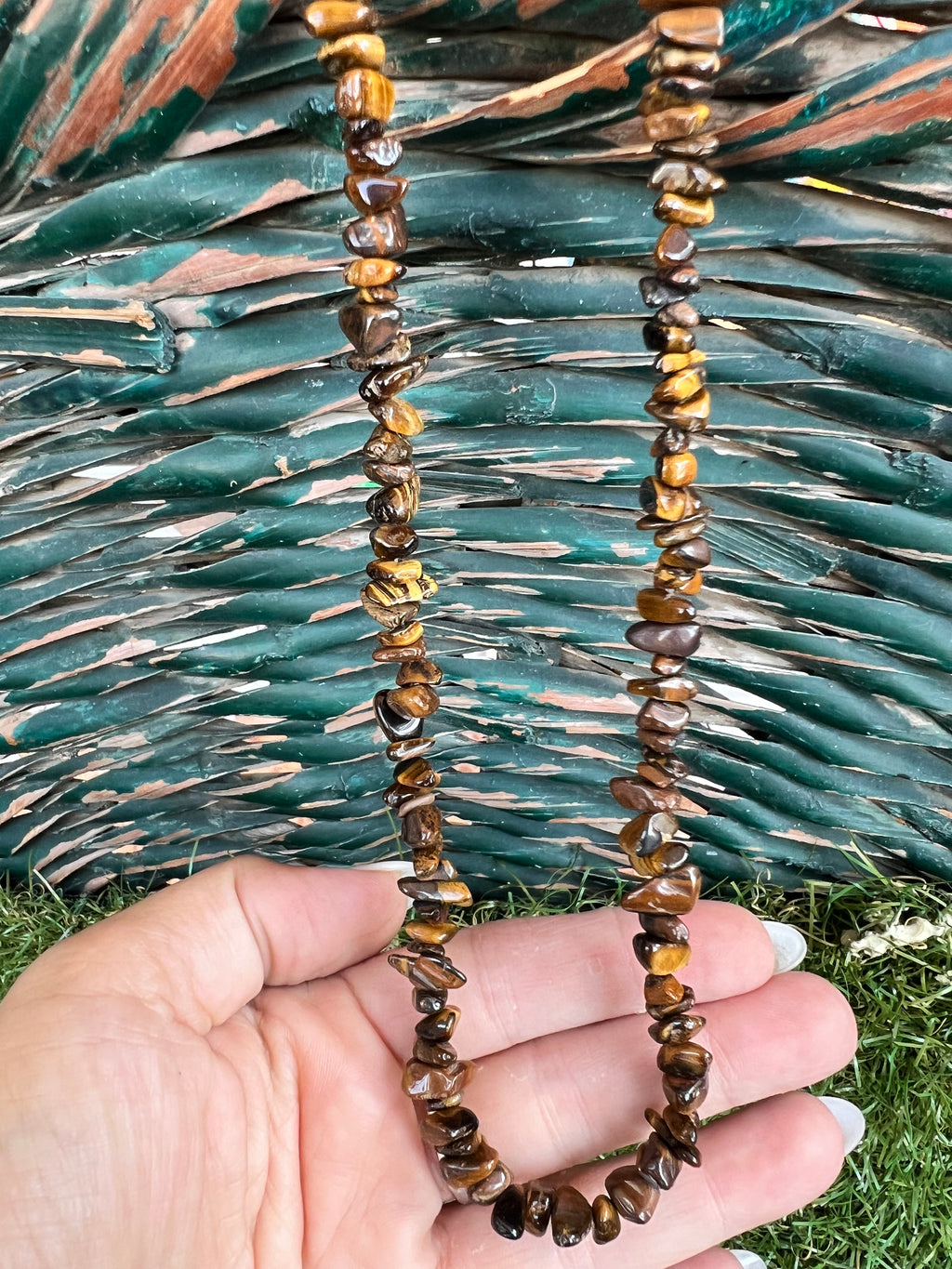 Natural Tiger’s Eye Chip Necklace | Genuine Irregular Gemstone Chips | Protection, Confidence & Courage