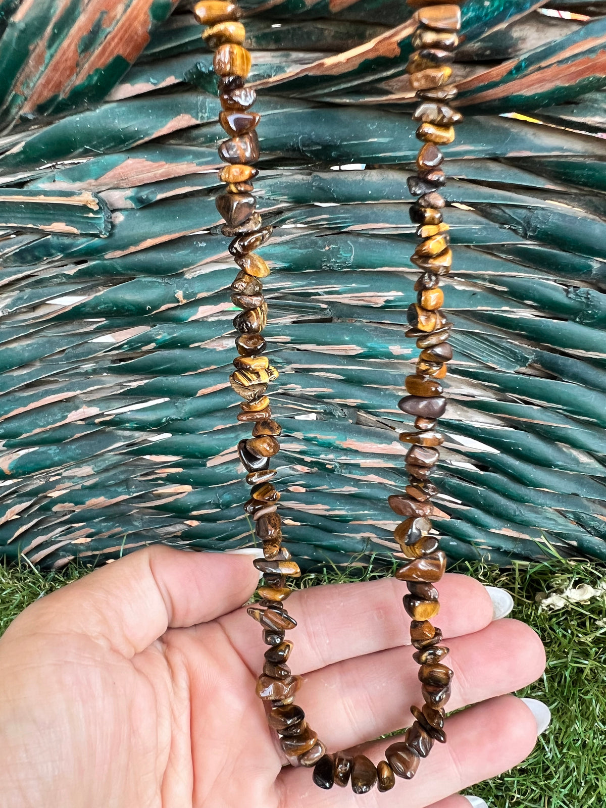 Natural Tiger’s Eye Chip Necklace | Genuine Irregular Gemstone Chips | Protection, Confidence & Courage