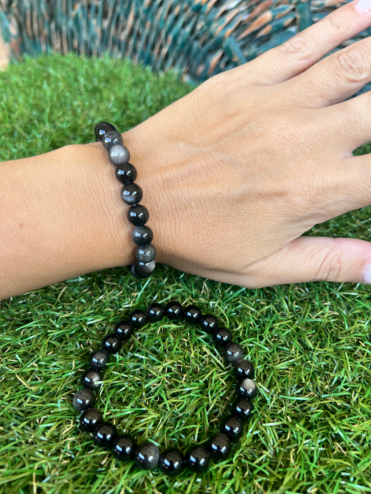 Natural Silver Sheen Obsidian Bracelet – Protection, Grounding & Self-Reflection | 8 mm