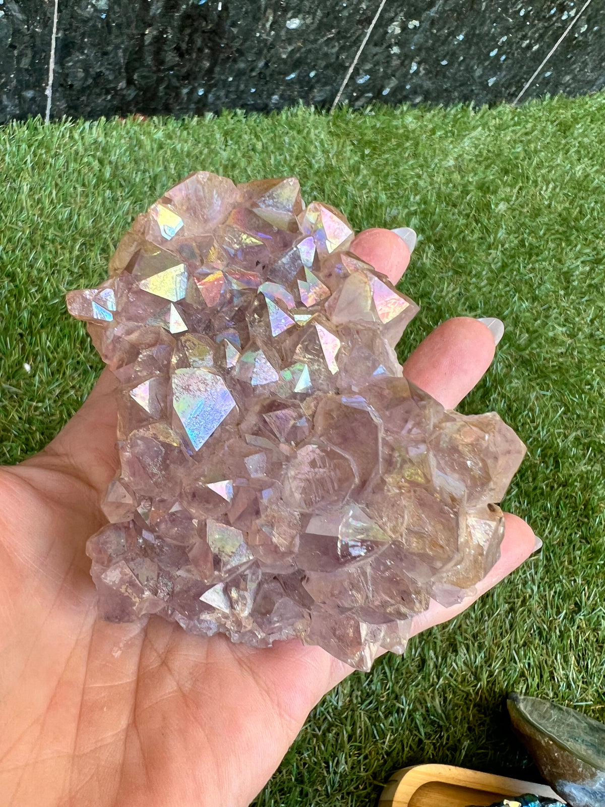 Natural Angel Aura Quartz Cluster – Statement Piece