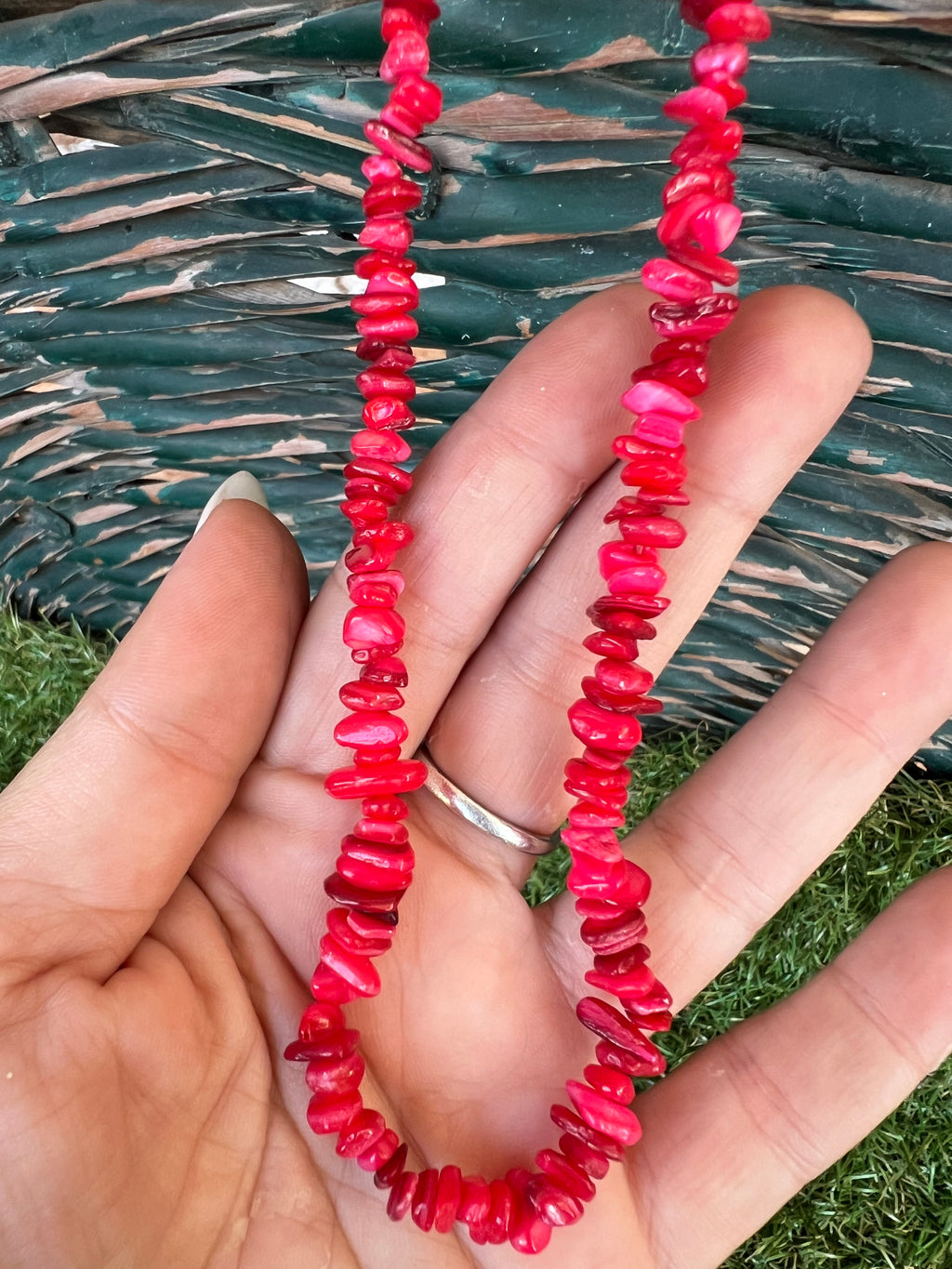 Natural Dyed Shell Chip Necklace | Lightweight Coastal Style Necklace