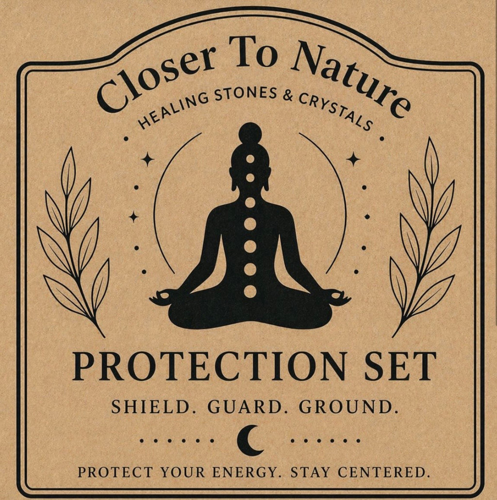 Protection Intention Crystal Gift Set | Natural Crystal Healing Box with Bracelet & Necklace