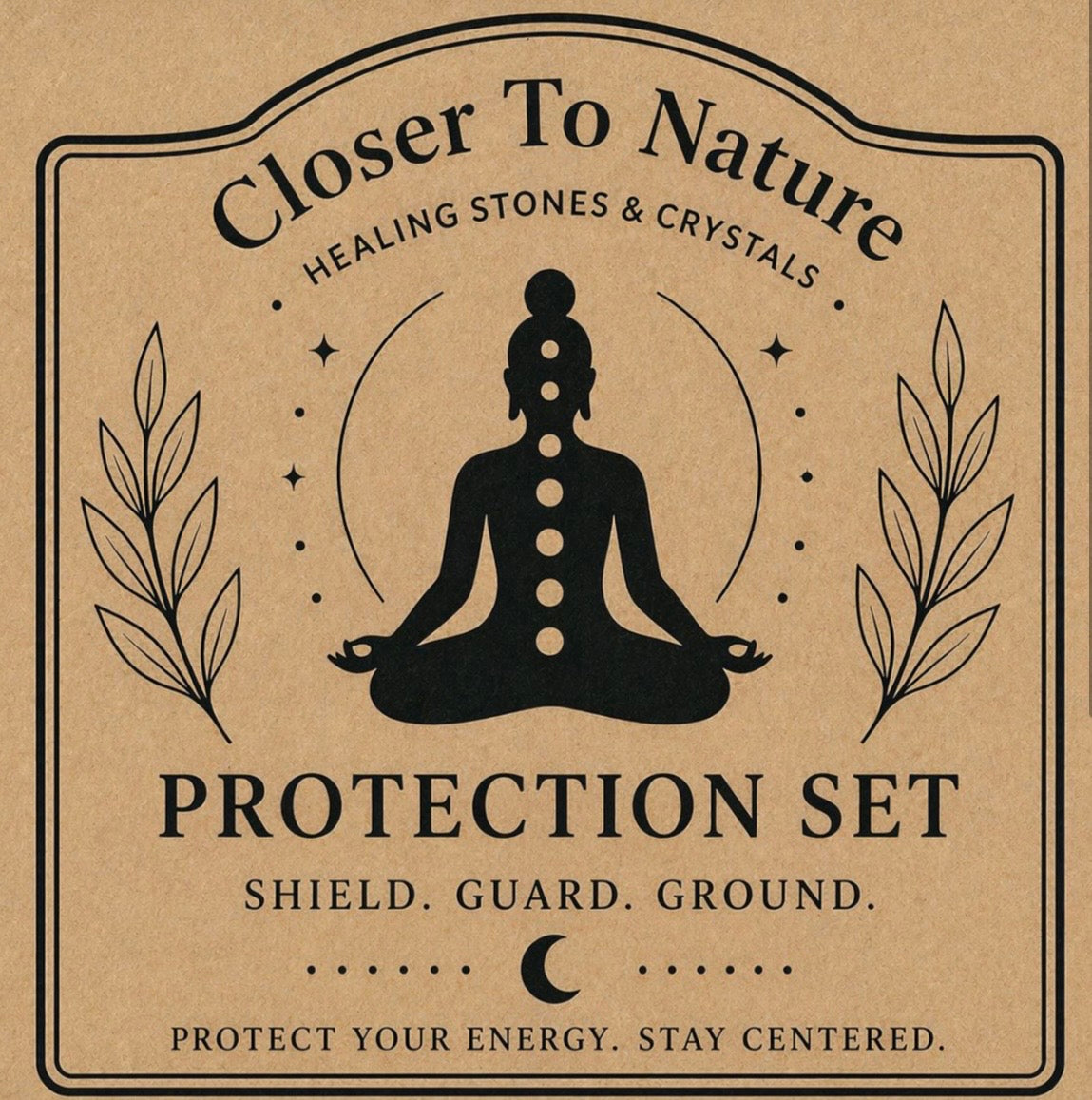 Protection Intention Crystal Gift Set | Natural Crystal Healing Box with Bracelet & Necklace
