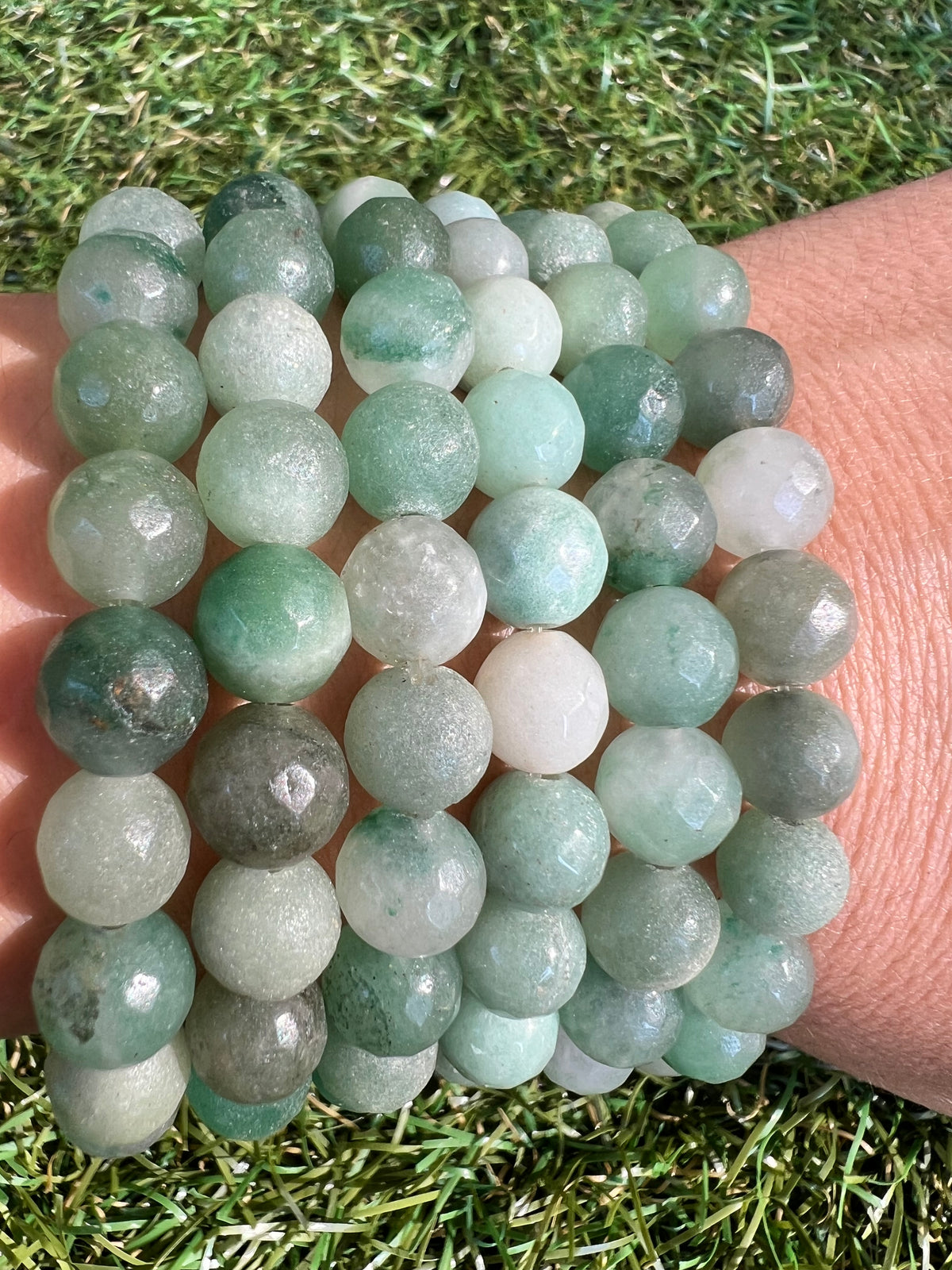 Natural Matte Faceted Green Aventurine Bracelet | 8mm Genuine Gemstone Beads | Prosperity, Luck & Growth