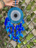 Blue Evil Eye Dream Catcher – Protection, Peace & Positive Energy | Feather Wall Hanging