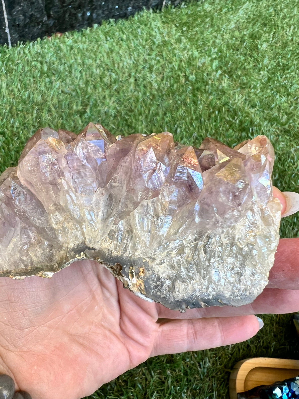 Natural Angel Aura Quartz Cluster – Statement Piece