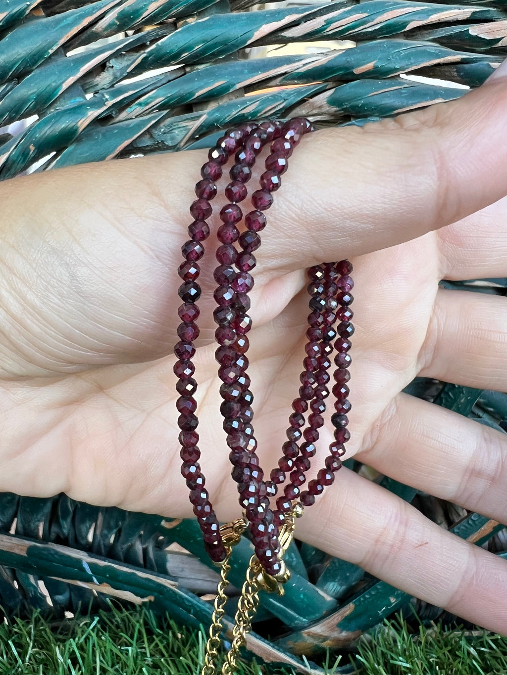 3mm Faceted Natural Gemstone Bracelet – Adjustable Gold-Toned Brass