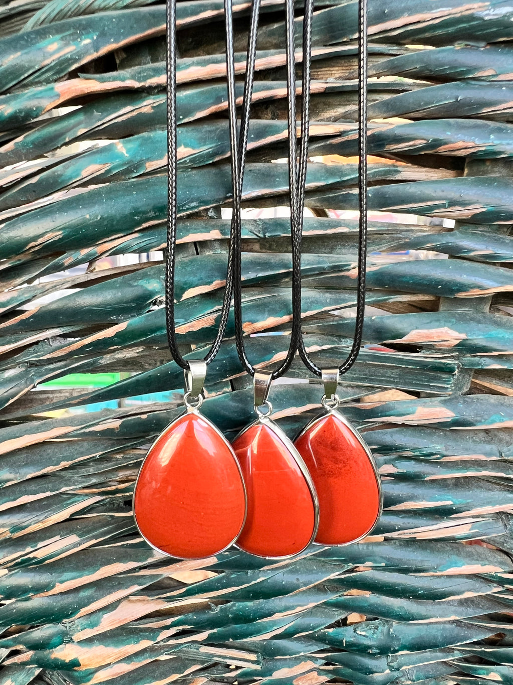 Red Jasper Silver Plated Teardrop Necklace – Strength, Courage & Grounding